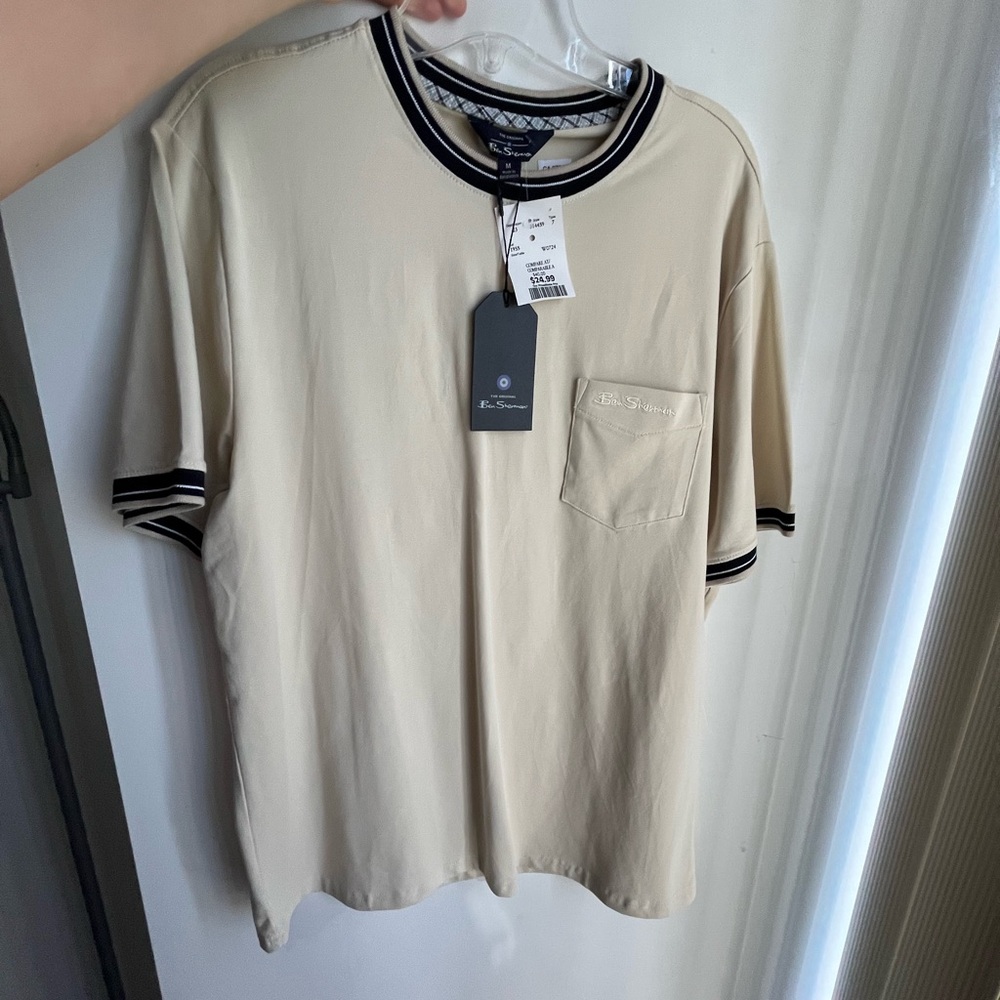 Ben Sherman Cream Short Sleeve Tee Sporty Design